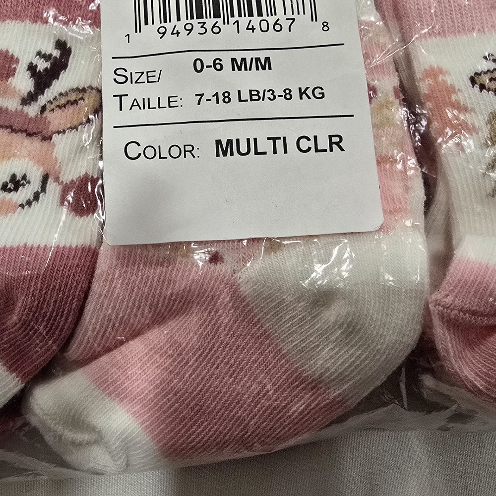 Cute Pink and White Baby Socks with Deer Design - Picture 2 of 5